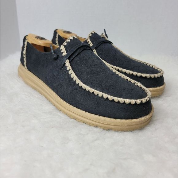 Hey Dude Wendy Crochet Black Slip On Moc Toe Women's Casual Shoes Size 11 - Picture 1 of 10